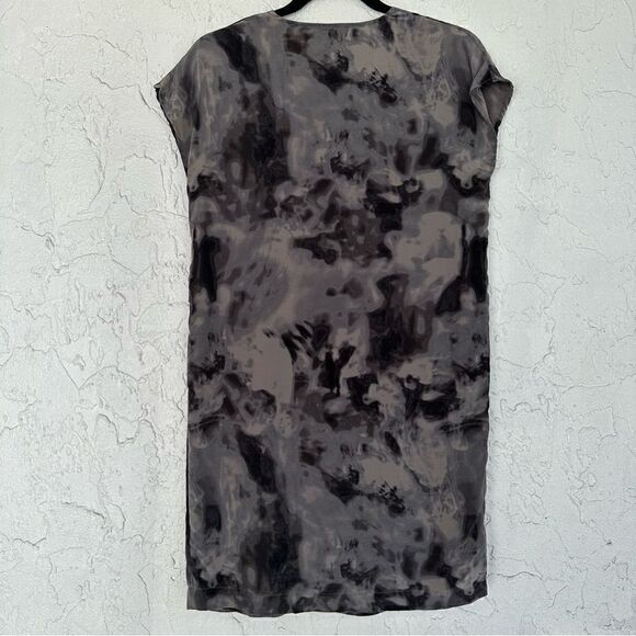 AMERICAN VINTAGE Silk Dress Size Medium Boho Knot Front Boxy V Neck - Picture 9 of 11